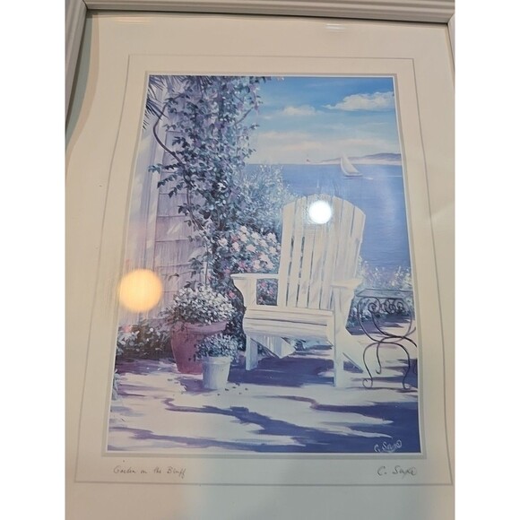 Framed Carol Saxe, Garden on the Bluff 11" x 10" Signed - Picture 2 of 5